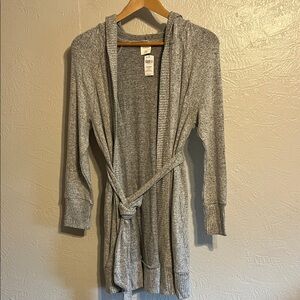 Soma Brushed Cozy Gray Hooded Wrap Robe Small/Medium NWT